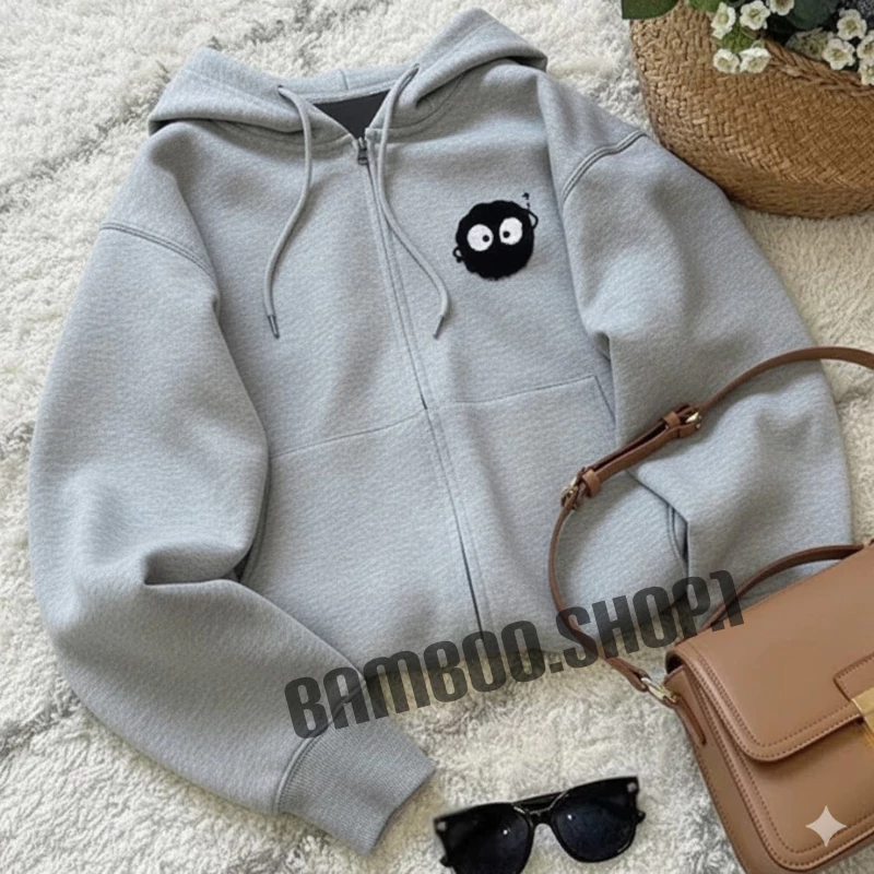 Áo Hoodie Khóa Kéo Form Rộng Unisex, Hoodie In Hình Mặt Tròn Cute Hàn Quốc [ CÓ TÚI TRONG ]