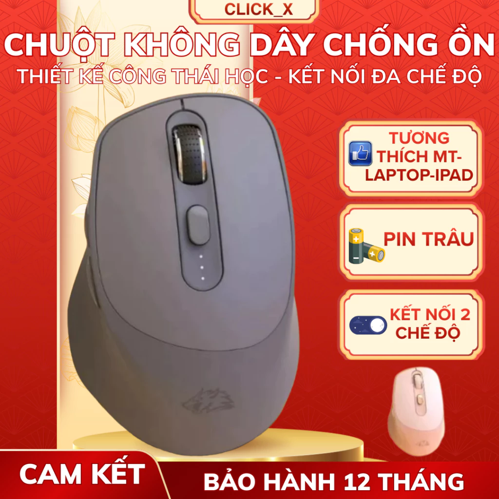 Chuột Không Dây Máy Tính Bluetooth X7 Wireless Pin Sạc Kết Nối 2 Chế Độ Cho Mọi Thiết Bị MT/Laptop