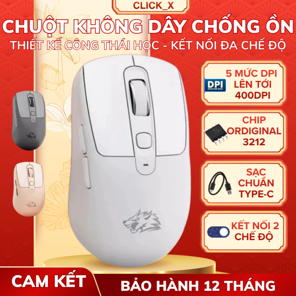 Chuột Bluetooth Không Dây Free Wolf A3 Chip PAW3212 Siêu Mượt Dùng Văn Phòng, Chơi Game - BH12T