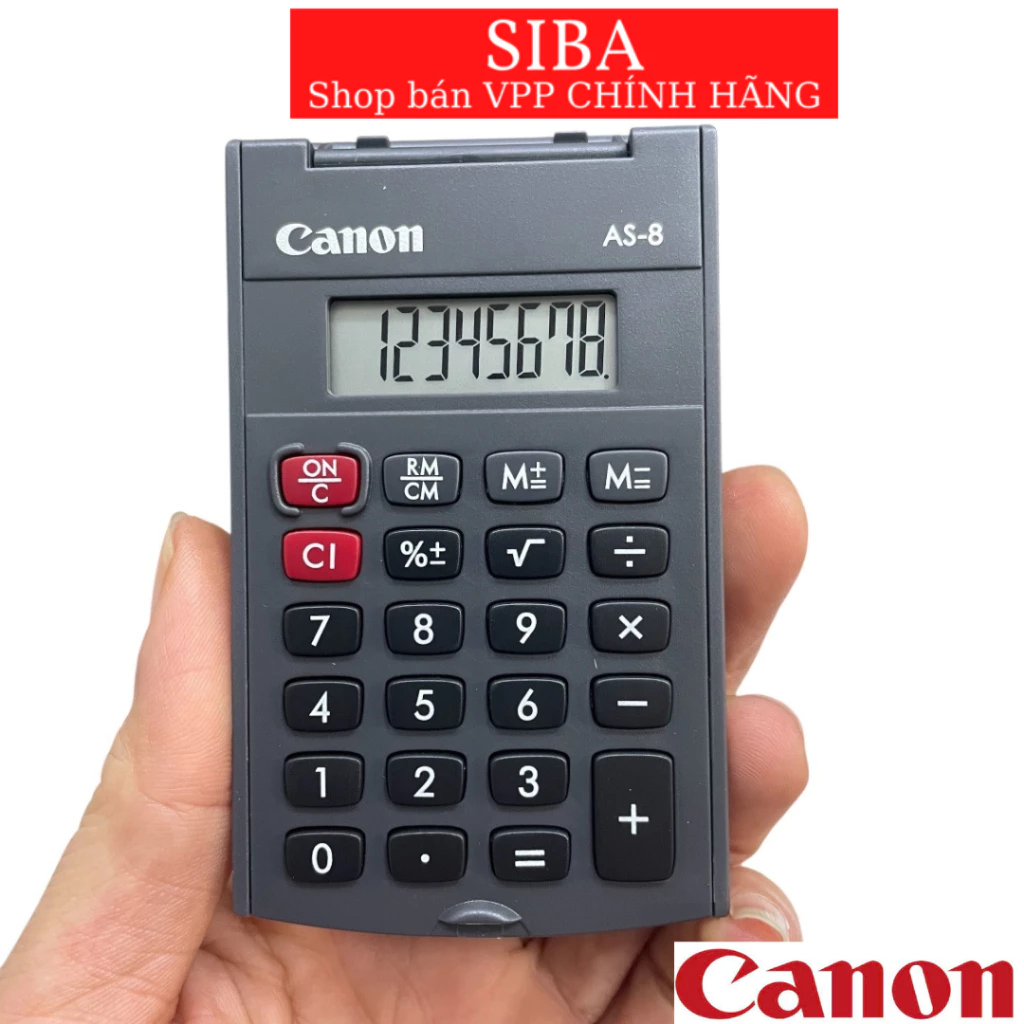 Máy tính mini siêu nhỏ Canon AS-8, máy tính cơ bản 8 số cho học sinh cấp 2