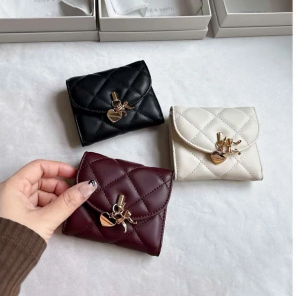 Ví nữ Ví Arrietty dáng gập khoá charm tim nơ size 11 FULL BOX mẫu mới 2026 dáng basic 710#