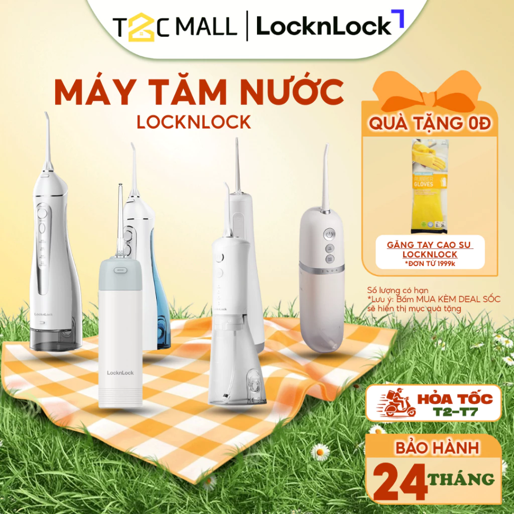 Máy tăm nước LocknLock Không Dây Kèm Đầu Tăm 4 Chế Độ ENR166GRY, ENR156BLU, ENR146WHT, ENR154WHT-T2C