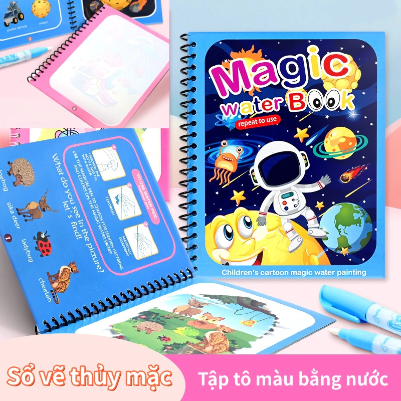 Bảng Vẽ Nước Thần Kỳ Cho Bé - Vẽ, Tô Màu Bằng Nước Trong, Dùng Lặp Lại-quà Tết