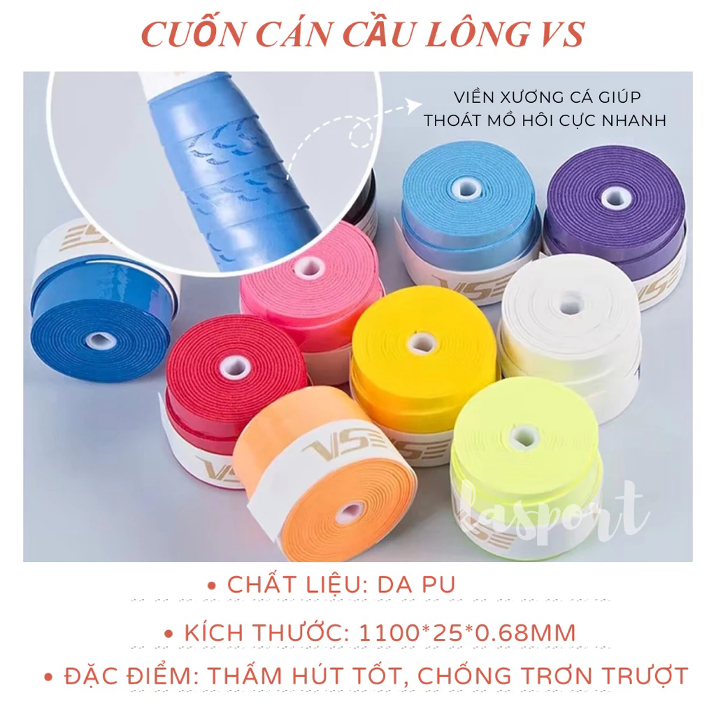 Quấn cán vợt cầu lông, pickleball VS/YN cao cấp, siêu êm siêu bám tay thấm hút mồ hôi cực tốt