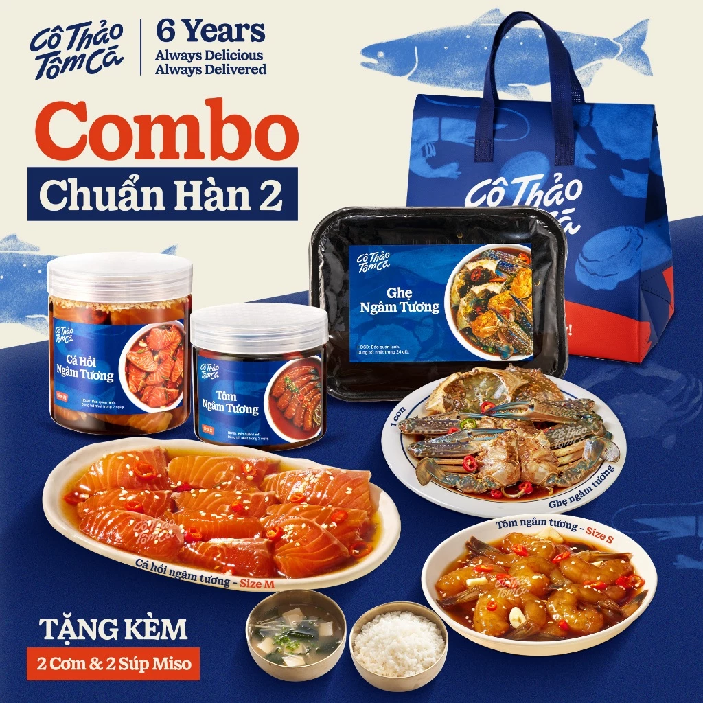 [HCM - Giao 2H] Combo Chuẩn Hàn 2 (Cá hồi, Tôm, Ghẹ ngâm tương) - Cô Thảo Tôm Cá