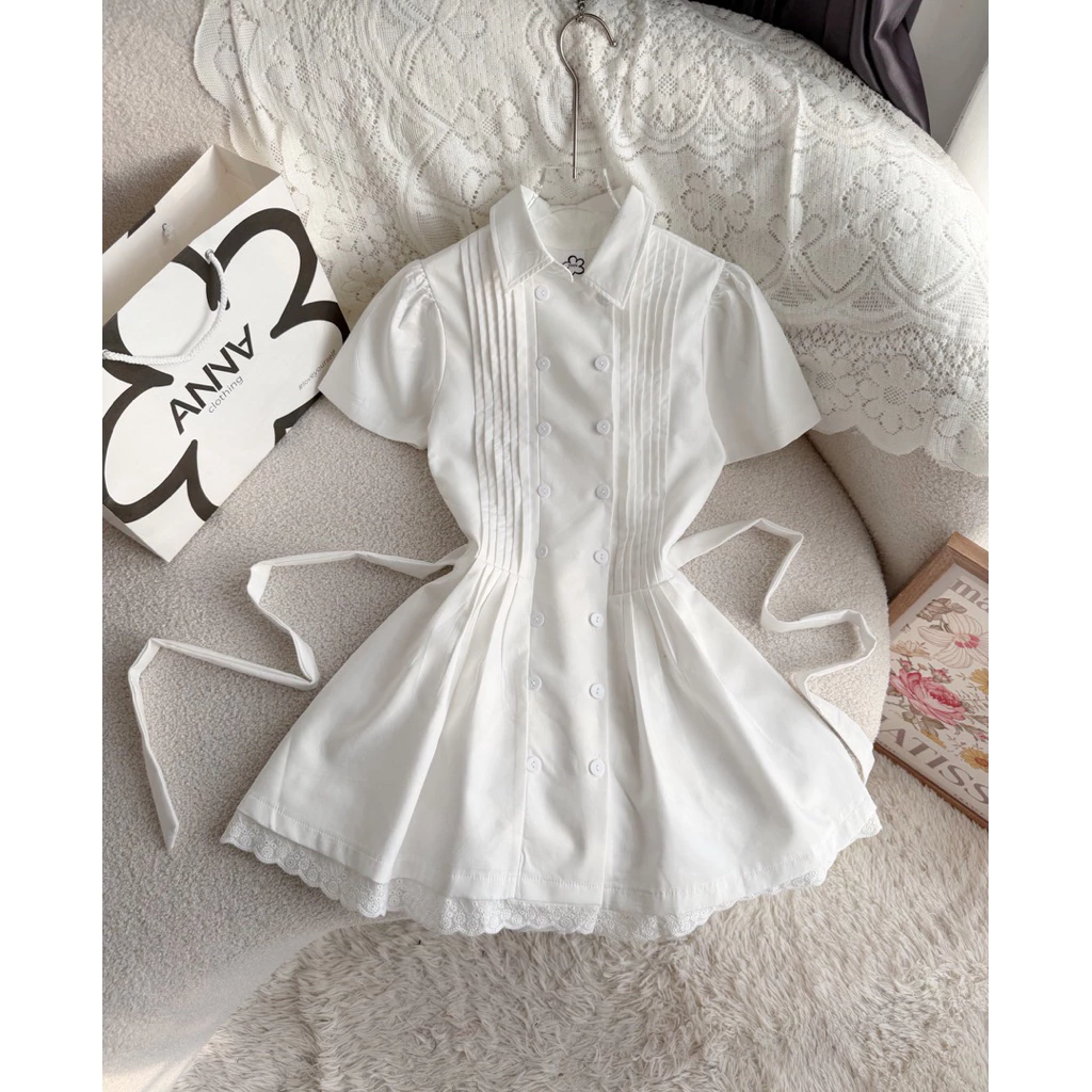 Đầm Kiểu Nữ Trắng Đính Nút Anna - Junna Dress