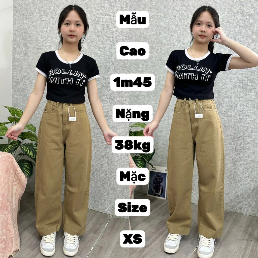 (Jean Nấm size nhỏ) Quần Jean Nữ cao cấp trơn màu Nâu Hottrenddài 90cm cho nấm lùn 1m40 1m45 1m50 size xxs size xs