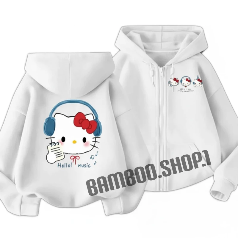 Áo Hoodie Zip Tai Nghe Hello Kitty , Hoodie Nỉ In Hình Dễ Thương Cho Nam Nữ [ CÓ TÚI TRONG ]