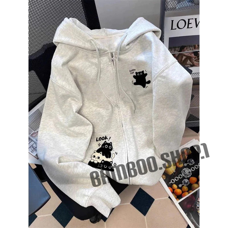 Áo Hoodie Zip  In Hình 4 Mèo Dễ Thương, Form Rộng Unisex Nỉ Dày [ CÓ TÚI TRONG ]