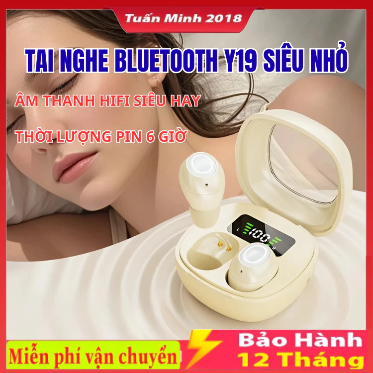 Tai Nghe Bluetooth Y19 / M10 / M25 / X55 Siêu Bé , Âm Thanh HiFi Nổi , Có Micro Đàm Thoại , Hiện Thị Màn Hình Kỹ Thuật