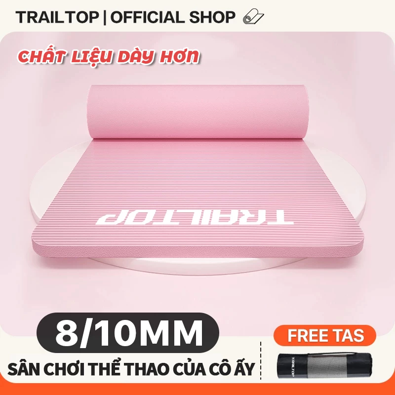 【COD】Trailtop Thảm Tập Yoga Thảm Tập Gym NBR Định Tuyến Cao Cấp 2 Lớp Cấp Dày 10mm Chống Trượt
