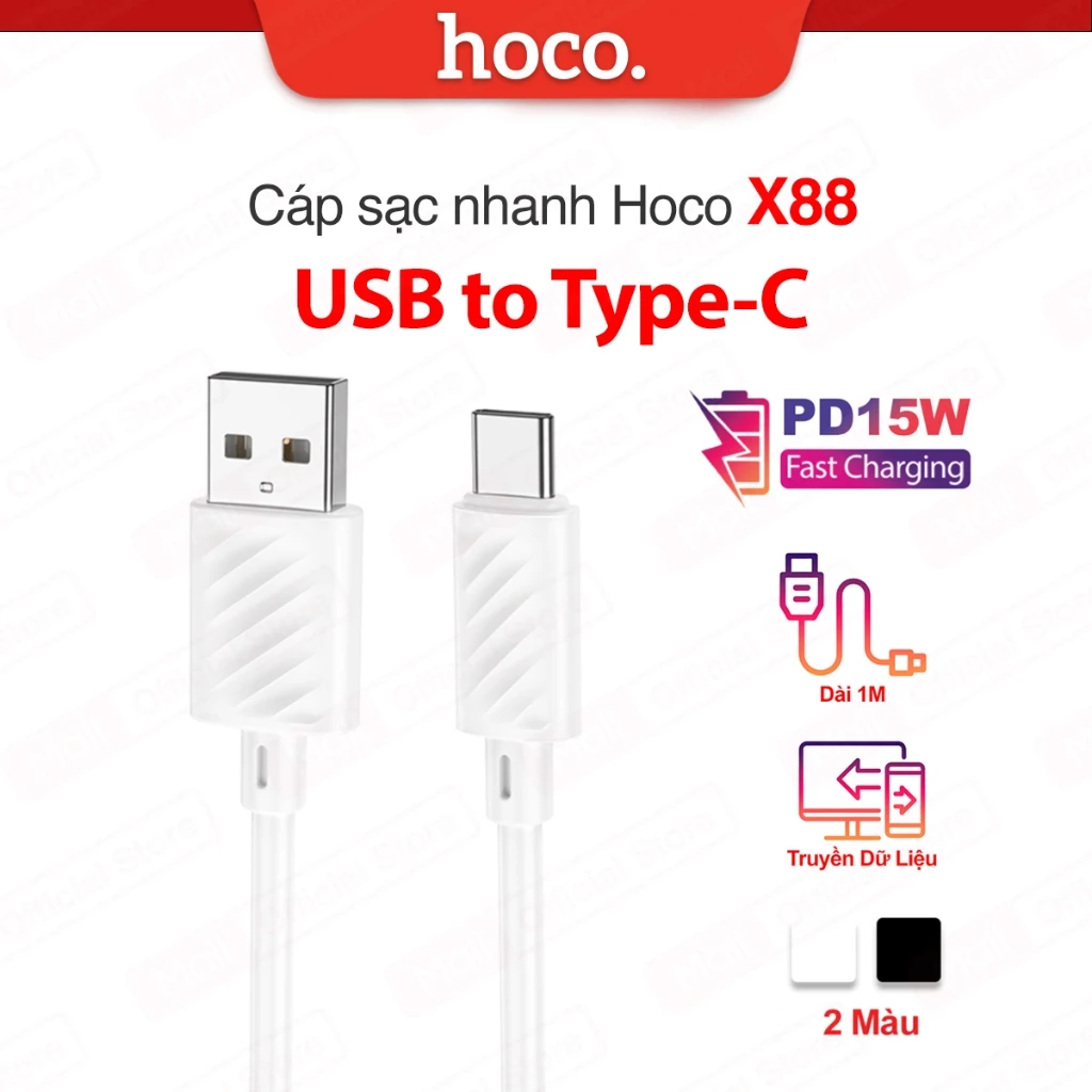 Cáp sạc nhanh Hoco X88 hỗ trợ truyền dữ liệu dùng cho các dòng thiết bị , dây dẻo TPE, siêu bền ,dài 100CM