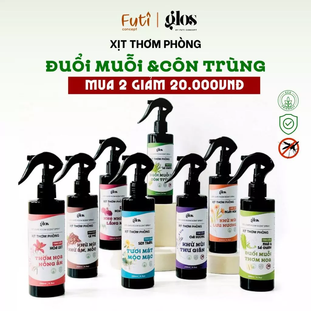 Xịt Thơm Phòng Tinh Dầu Sả Chanh, Lavender – Tạo Hương Thơm Dễ Chịu, Đuổi Côn Trùng, Dùng Hàng Ngày