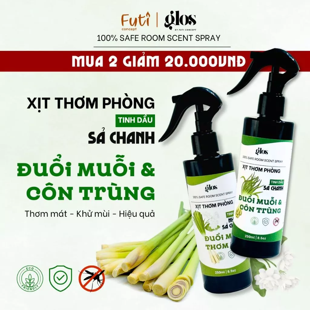Xịt Thơm Phòng Sả Chanh 250ml – Khử Mùi Hiệu Quả, Đuổi Muỗi, Tạo Không Gian Thư Giãn