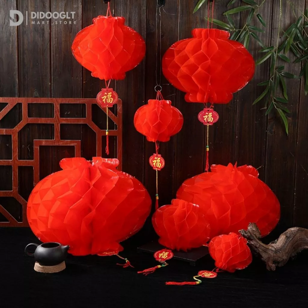 COMBO 100 Đèn Lồng Đỏ Chữ Phúc Trang Trí Lễ Tết Nguyên Đán Chống Nước Có Nhiều Kích Thước