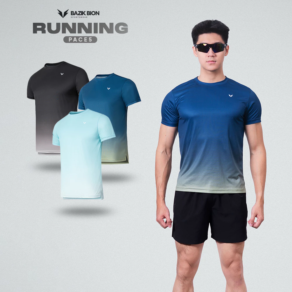 Áo Thun Chạy Bộ Nam Bazik PACE 5 Vải Co Dãn 4 Chiều, Siêu Nhẹ, Thấm Hút Mồ Hôi, Nhanh Khô - A35