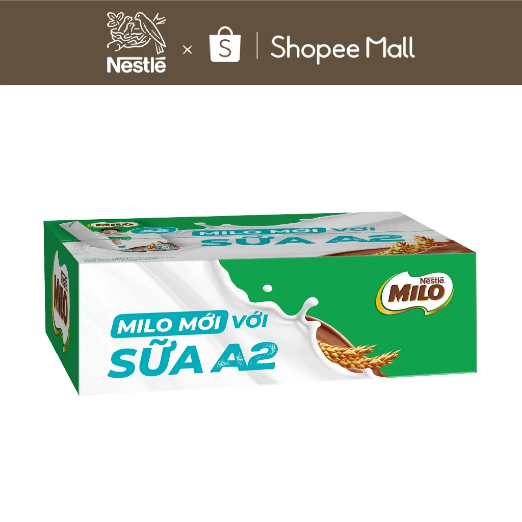 Thùng Sữa lúa mạch Nestle MILO A2 MỚI (48 Hộp x180ml)
