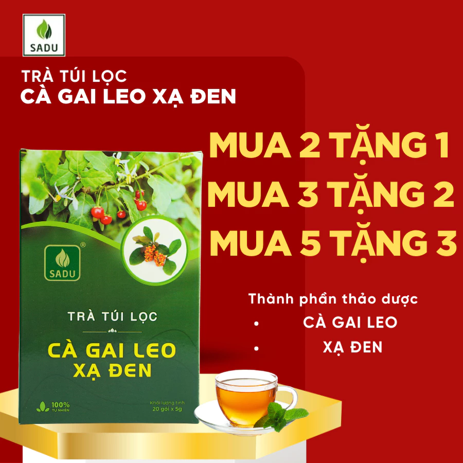 Trà Cà Gai Leo Túi Lọc  Xạ Đen Sadu 100gram - Hỗ Trợ Mát Gan, Giảm Mẩn Ngứa, Nóng Trong