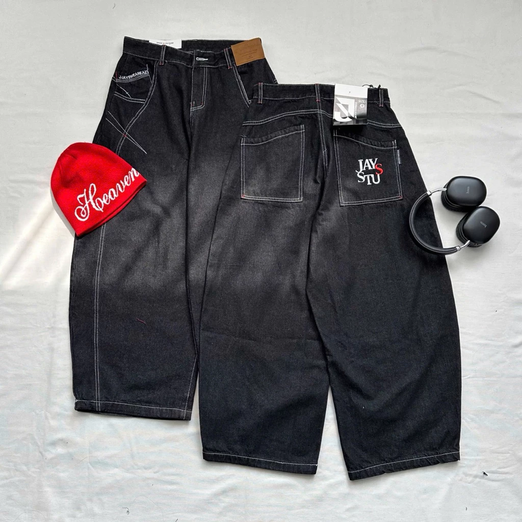 QUẦN JEAN DÀI IZZY JAYSTOREE - Quần Jeans Trơn vải washed màu Draw form Unisex nam nữ - Quần bò ống rộng