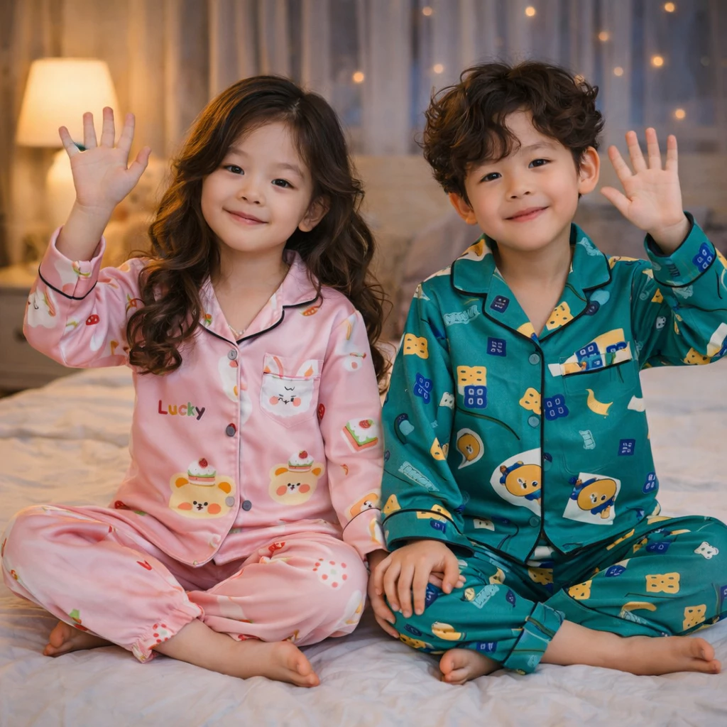 8 đến 42kg - Bộ pijama mặc ngủ cho bé trai bé gái size đại vải lụa TƠ XƯỚC  cao cấp 089