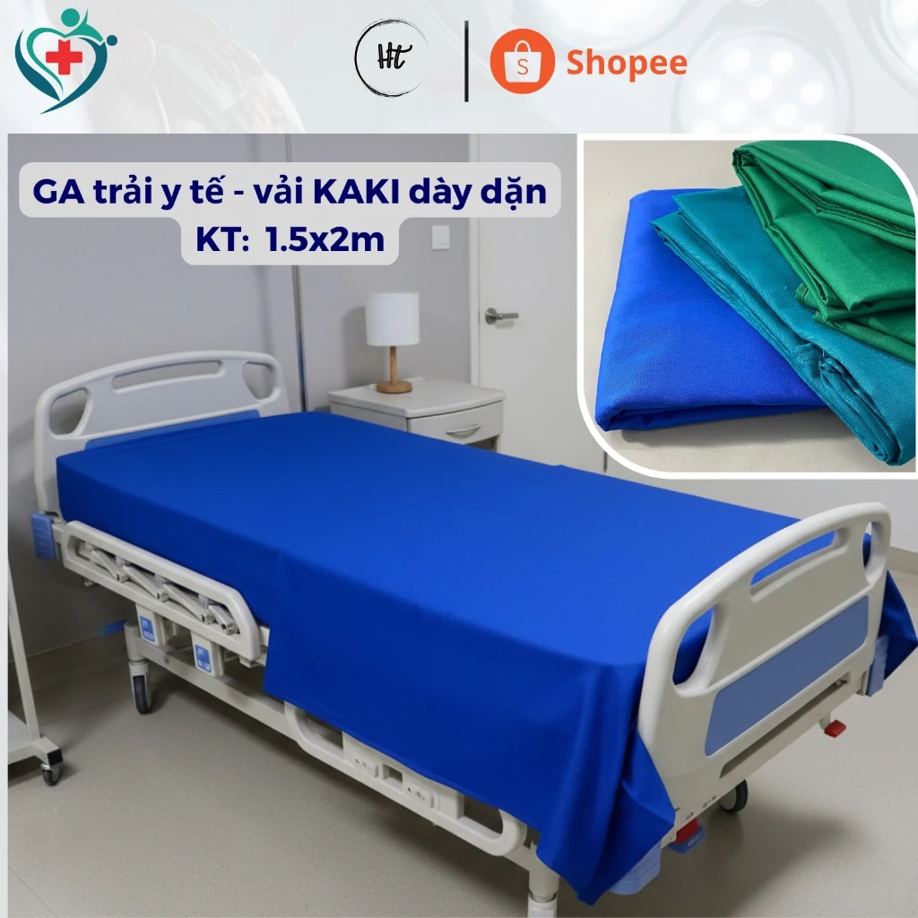Khăn trải giường tiêm, ga giường tiểu phẫu vải kaki, không chun, dày dặn, KT(1.5x2m)