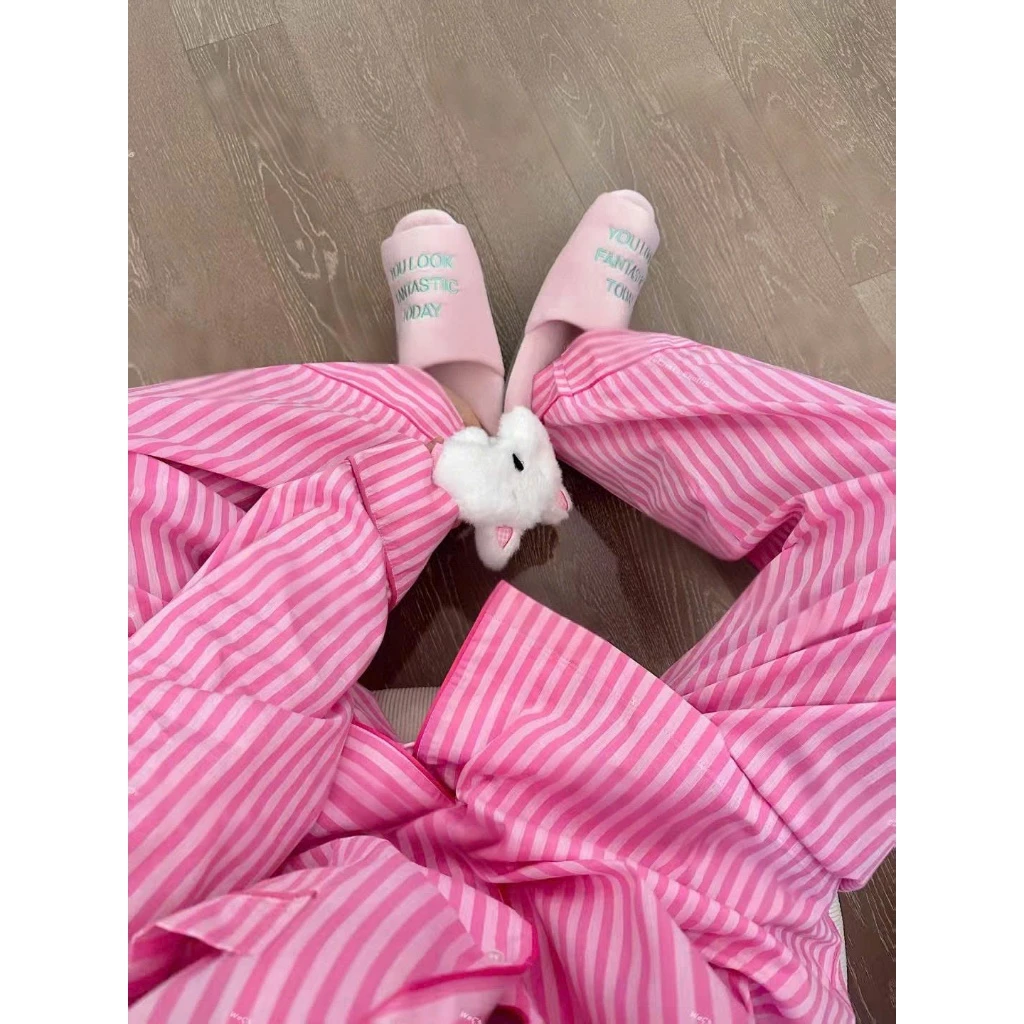 Bộ Pijama Đũi Mây Sọc , Đồ Ngủ Nữ Dài Tay Bông Mây Hàn Quốc Cao Cấp Mềm Mịn