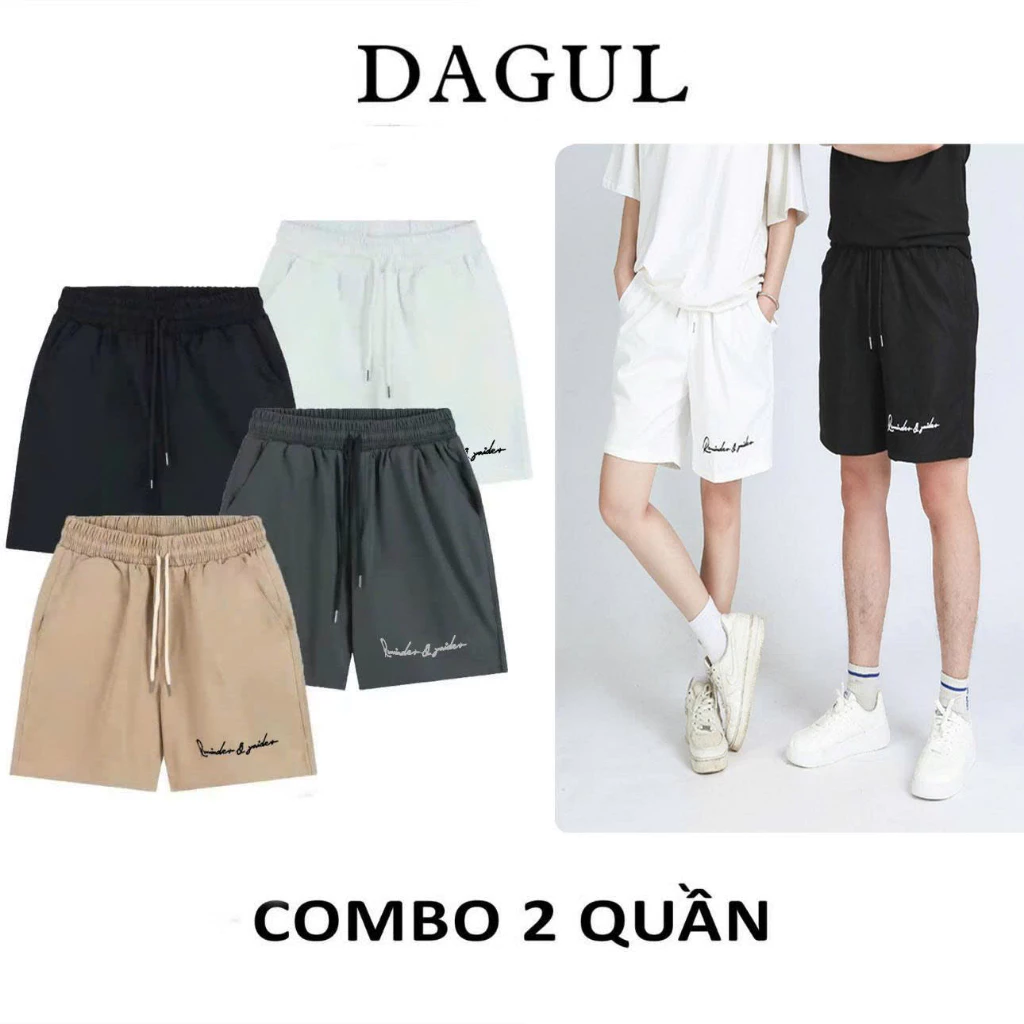 (M-66) DAGUL Quần Short Kaki DÙ Nam Nữ Logo Thêu Chữ Kí Chỉ Ánh Kim Chất Liệu Mềm Mại Thoáng Mát Phù Hợp Nhiều Hoàn