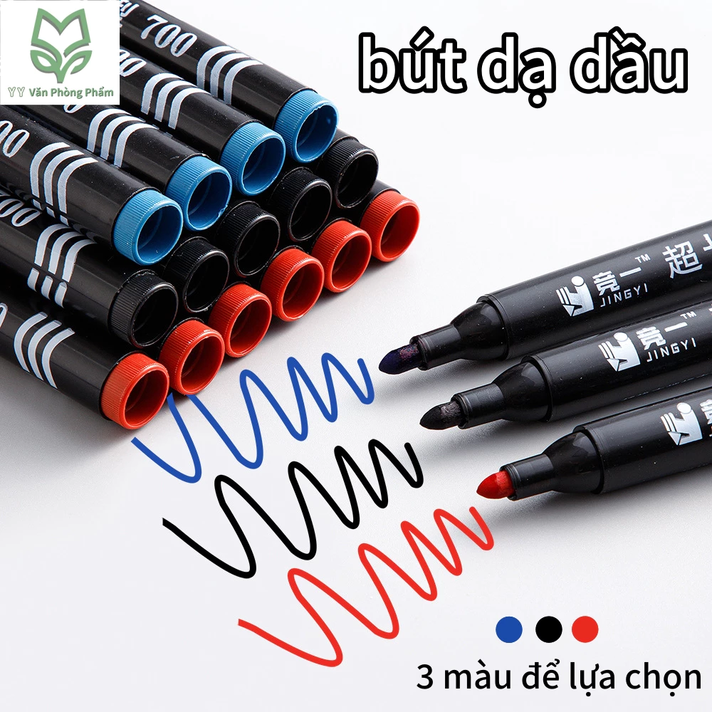 Bút Dạ Dầu Đầu To Khô Nhanh Chống Nước - Màu Đen/Xanh Dương - Bút Viết Bảng Trắng Chuyên Nghiệp