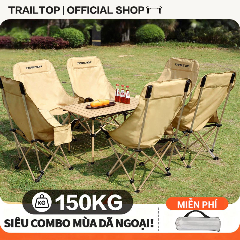 【COD】TrailTop Bộ Bàn Ghế Lưng Cao Dành 2-6 Kèm Túi Đựng Thích Hợp Cho Dã Ngoại Bãi Biển Và Du Lịch