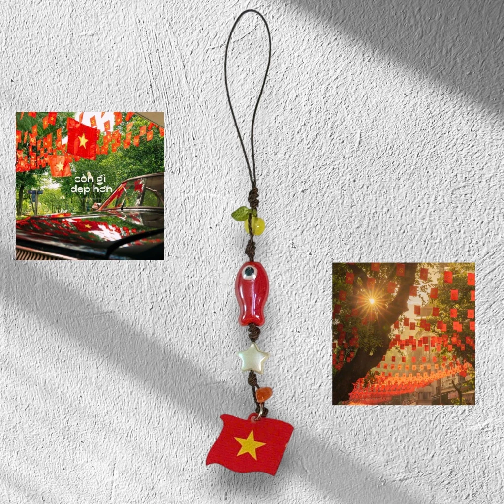 Dây đeo, phonestrap handmde lá cờ Việt Nam - Kiên Cường
