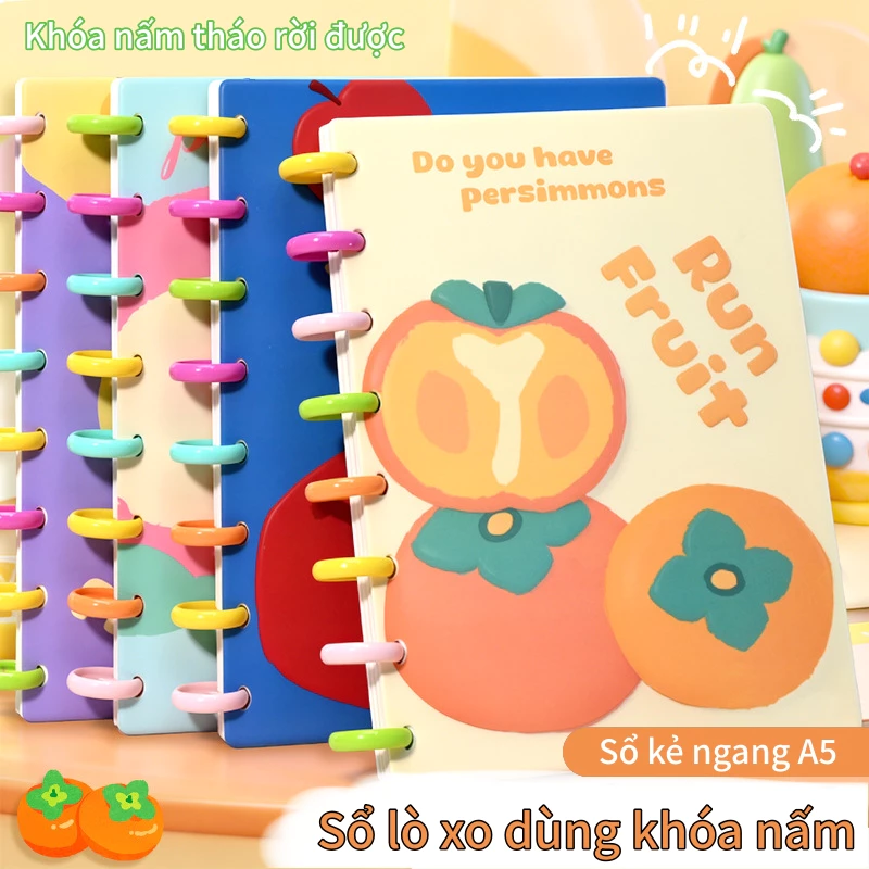 Sổ bìa còng A5 series trái cây, sổ ghi chép, sổ còng dày có thể tháo rời – quà tặng và phần thưởng cho học sinh