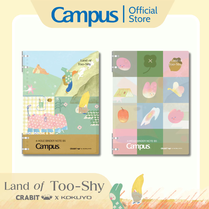 Sổ Bìa Còng 4 Lỗ Binder Mỏng Nhẹ Kẻ Ngang 70gsm Series Land of Too-Shy Chính Hãng Campus