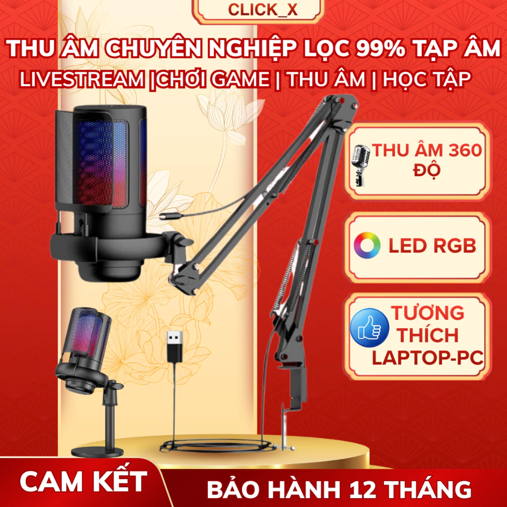 Micro Chuyên Thu Âm Livestream ME6S ClickX –Thu Âm 360° Cực Rõ–Lọc 99% Tạp Âm–Kết Nối Type-C Dễ Dàng