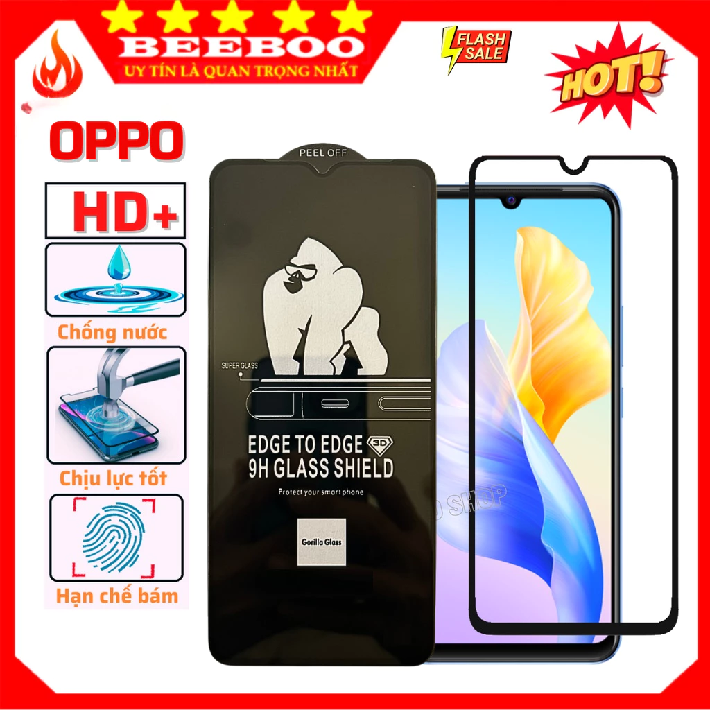 Kính Cường Lực Oppo A5 A9 A12 A15s A16K A31 A52 A53 A54 A55A92 A93 A94 A95 A5S F9 F11 PRO RENO 2/2F/3/4/5/6Z-Full Keo KK