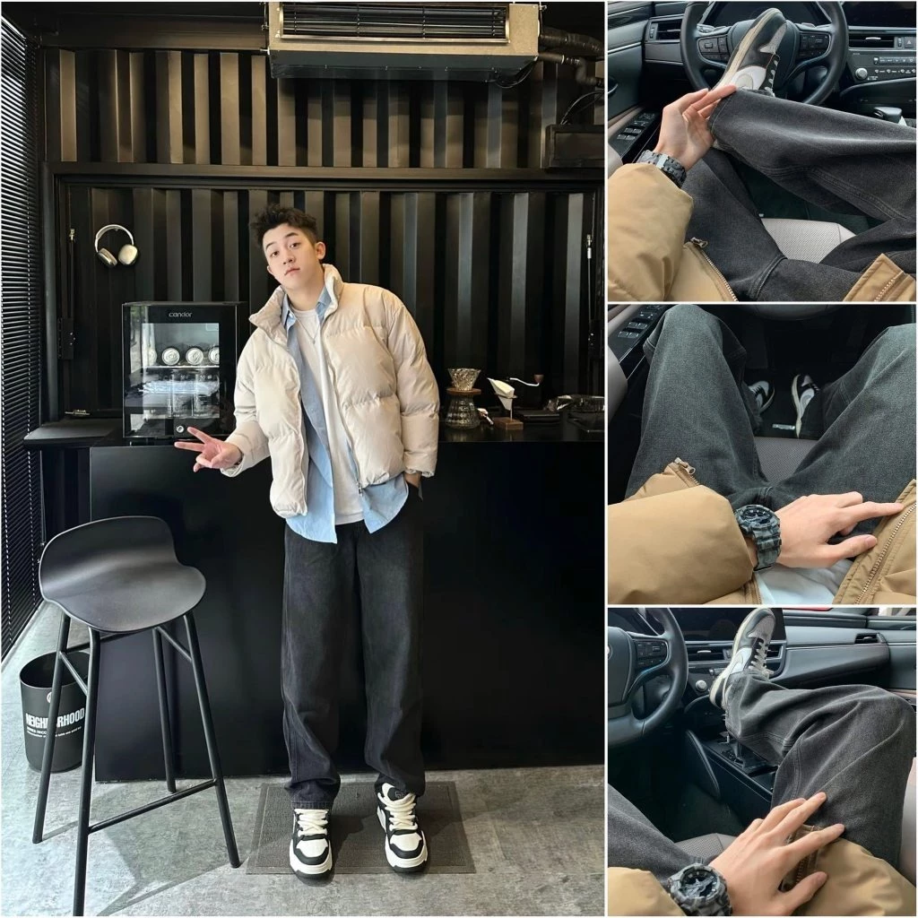 Quần NELLY Jean Denim Unisex trơn ống suông dáng rộng wash màu Retro dễ phối đồ