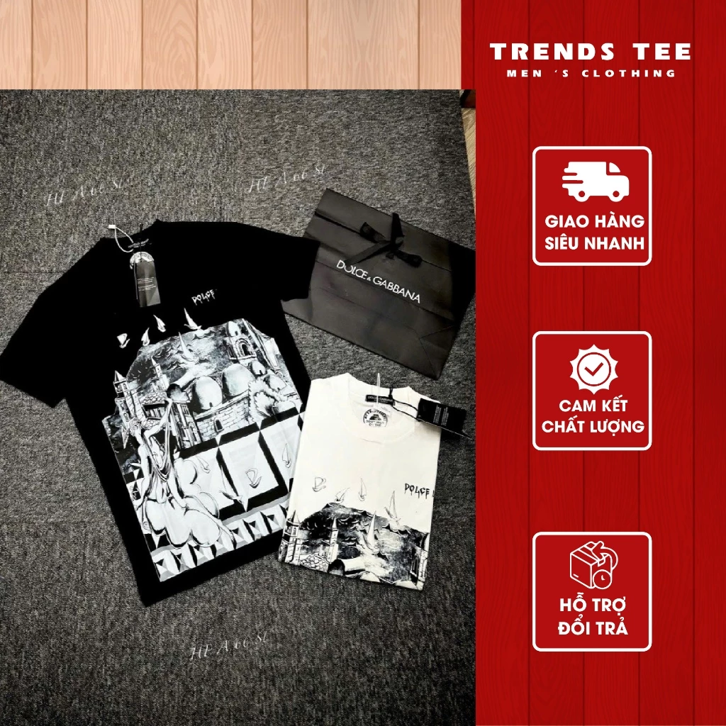 Áo Thun Nam Nữ Cotton 100% Cao Cấp 250Gsm In Hình Đôn Trề Lâu Đài Form Dày Dặn Co Giãn 2 Chiều