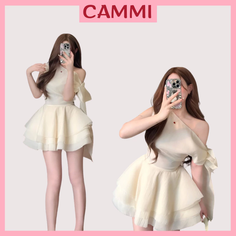 Váy Tiểu Thư Sang Chảnh Cột Nơ Chân Váy Xoè Tầng Tặng Kèm Quần Bảo Hộ HV970 CammiHouse