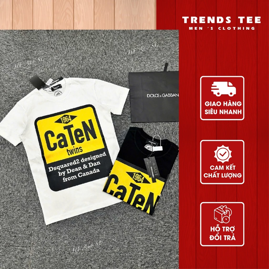 Áo Thun Nam Nữ Cotton 100% Cao Cấp 250Gsm In Hình DSQ Caten Form Dày Dặn Co Giãn 2 Chiều