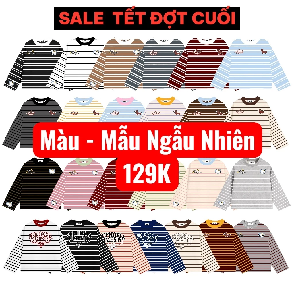 [SALE RANDOM04] TDSN Random Mẫu Màu Ngẫu Nhiên Tay Dài Sọc Ngang Long Sleeve Hot Trend Nam Nữ Unisex