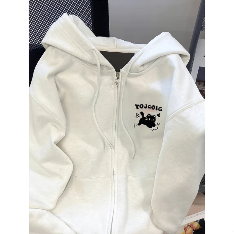 Áo Hoodie Zip Unisex in hình mèo dễ thương Form Rộng Basic, Áo Khoác Hoodie Có Mũ Cá Tính Nam Nữ [ Có Túi Trong ]