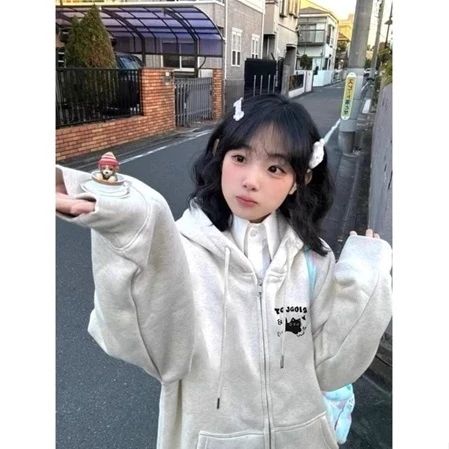 Áo Khoác Hoodie Zip Mèo Dễ Thương Nam Nữ Form Rộng Có Khóa Kéo Nỉ Dày [ Có Túi Trong ]