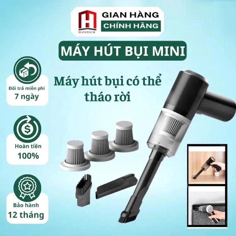 Máy Hút Bụi Mini Cầm Tay F6001 Không Dây Lực Hút 6000MPA Nhỏ Gọn, Pin Sạc Tiện Lợi , Công Suất 60w - Bảo Hành 12t