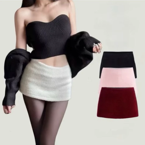 Bigsize 60-90kg chân váy lông thỏ lưng thấp 533