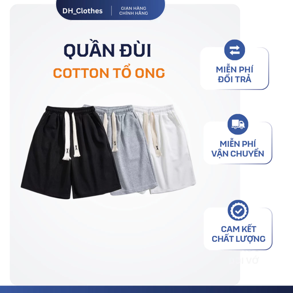 Quần Đùi Unisex Dh_clothes| Chất Cotton Tổ Ong Thấm Hút, Cạp Chun To, Dáng Mặc Nhà Thoải Mái
