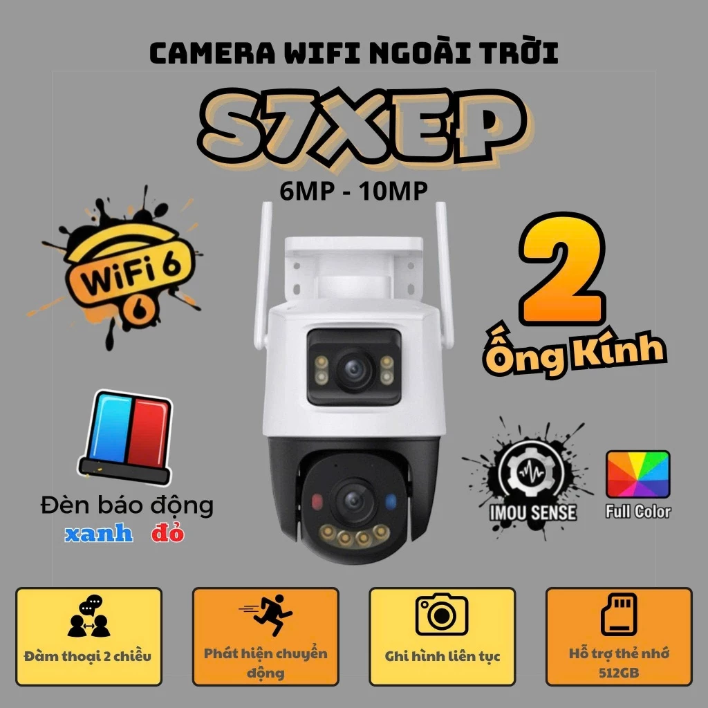 (QUÀ TẶNG đơn cam+thẻ)Camera Wifi Imou S7XEP 6MP–10MP Quay Quét 360°,Phát Hiện Chuyển Động,Màu Đêm