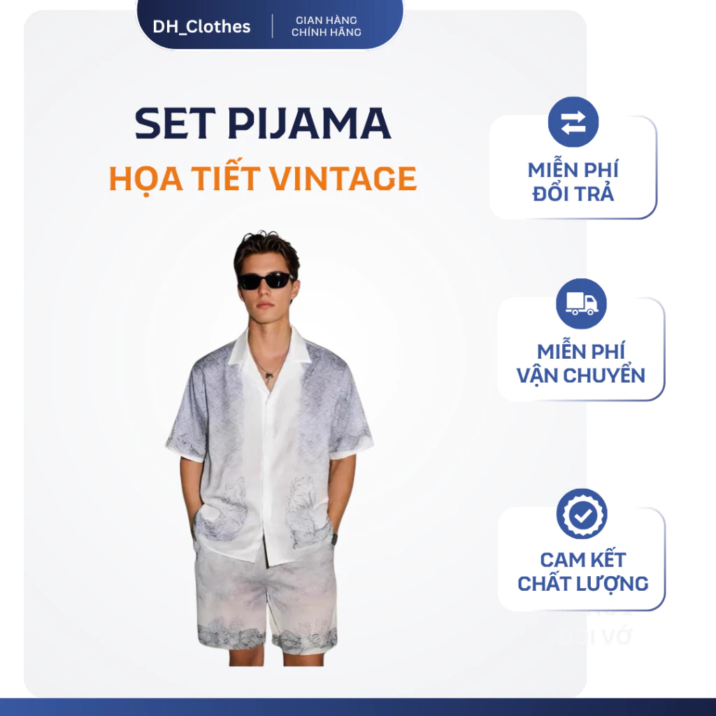 Bộ Đồ Ngủ Lụa Nam Dh_clothes, Lụa Mango Cao Cấp, In Họa Tiết Thời Trang