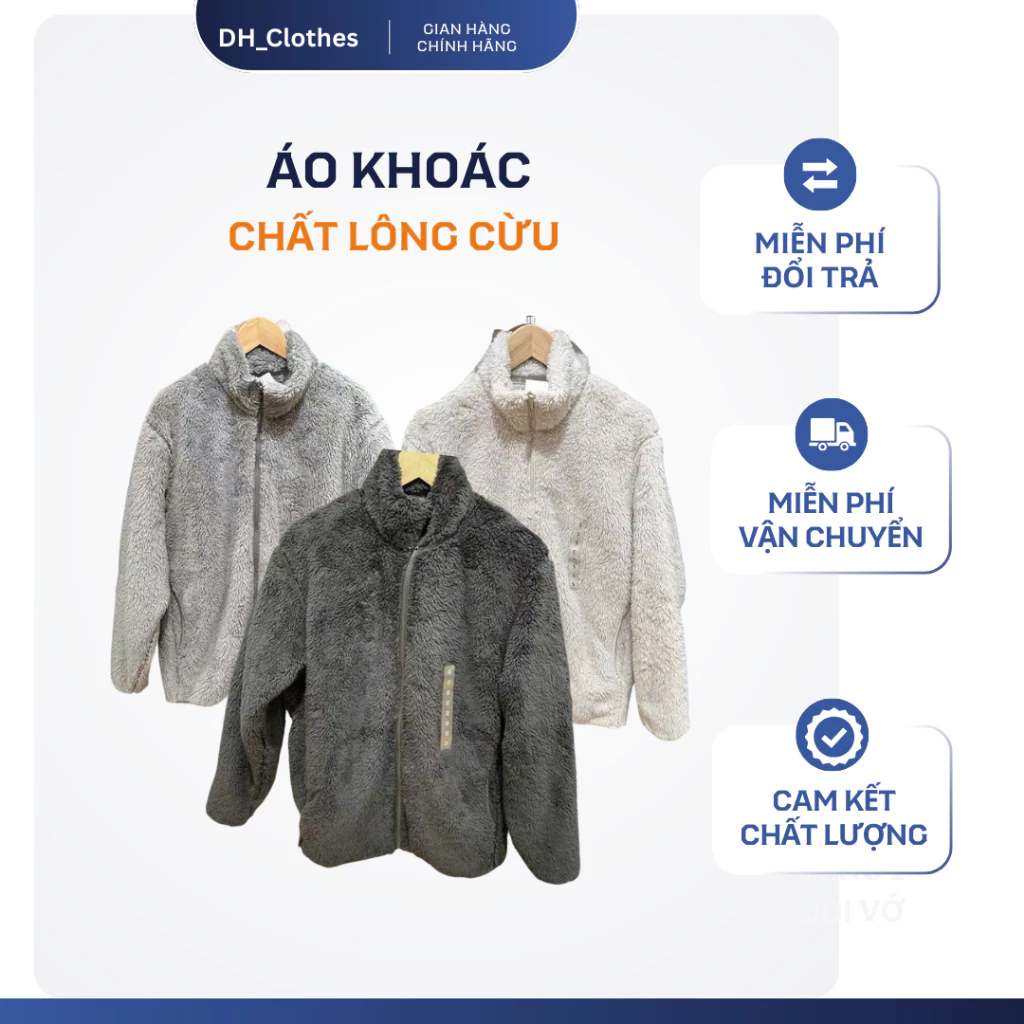 Áo Khoác Lông Cừu 2 Mặt Dh_clothes, Unisex Nam Nữ, Giữ Ấm