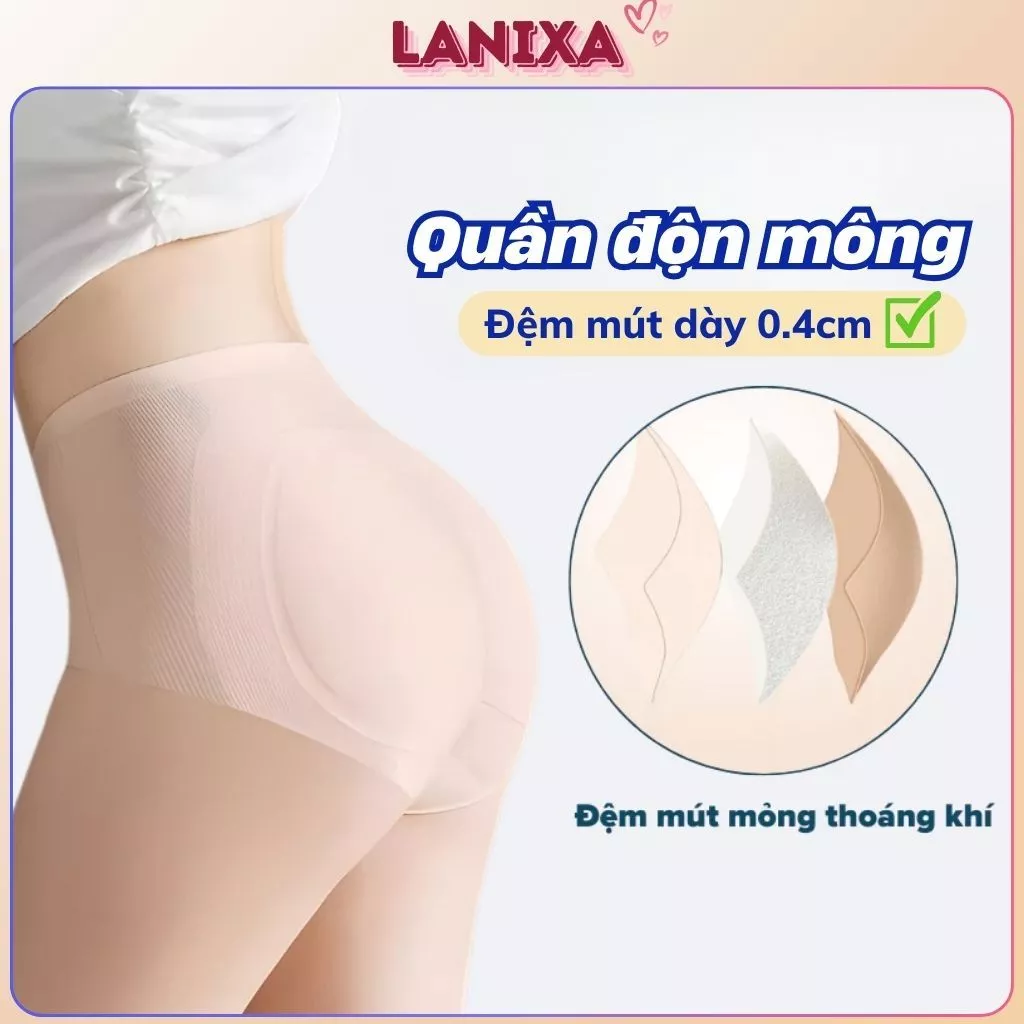 [ Xả hàng ] Quần độn mông su lụa cao cấp mỏng nhẹ nâng đỡ v3 căng tròn tự nhiên sexy viền tàng hình LANIXA N2055