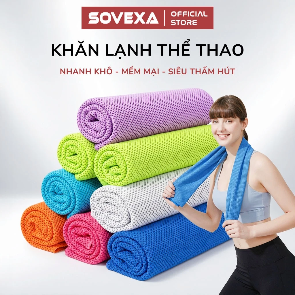 Khăn Lạnh Thể Thao Cool Towel Sovexa Làm Mát Tức Thì Thấm Hút Mồ Hôi Cực Tốt Khi Tập Gym Đạp Xe Yoga