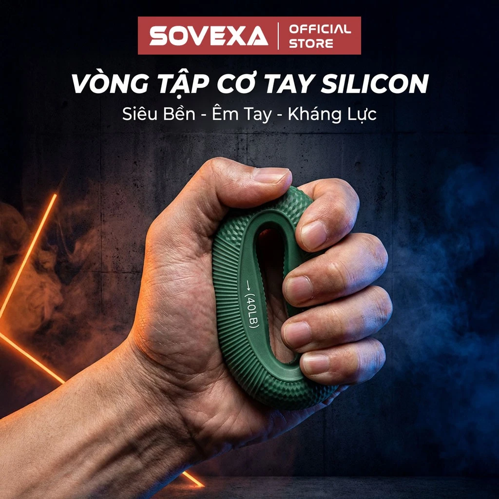 Vòng Silicon Tập Cơ Tay Sovexa Kìm Bóp Tay Tập Gym Tăng Cường Sức Mạnh Phục Hồi Chức Năng
